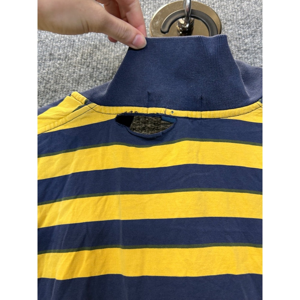 Vintage Polo Ralph Lauren Polo Shirt Men's Yellow Blue Striped Classic Golf - Picture 6 of 7